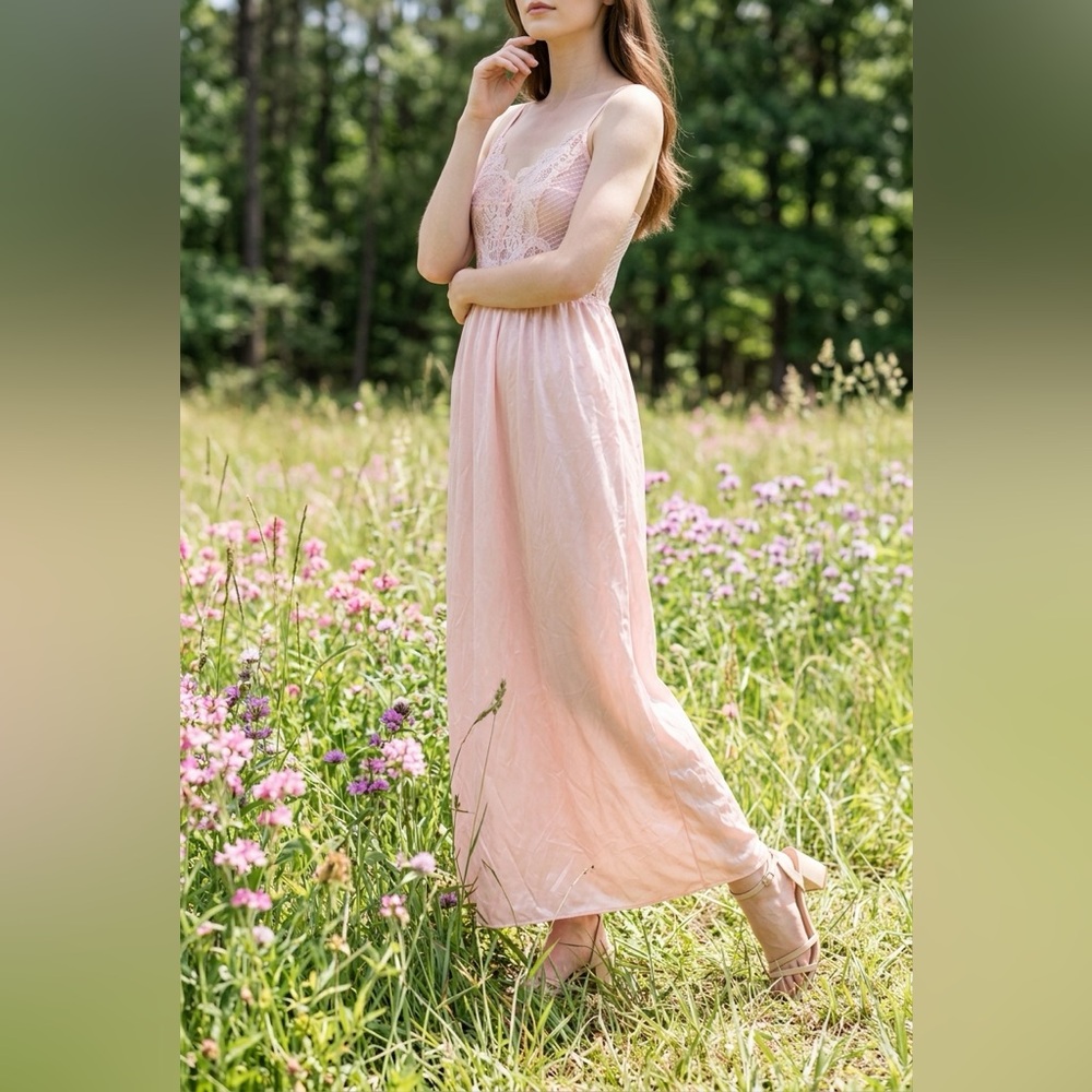 vintage long Victorian romantic whimsical nightgown lace slip by Undercover Wear - Picture 3 of 12